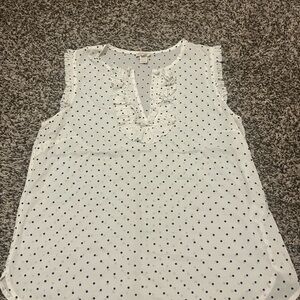 J Crew Polka Dot Ruffle Trim Sleeveless Top